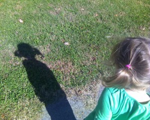 Trisha looking at her shadow