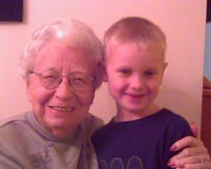 Great Grandma age 92, Spencer her Great Grandchild age 6 they adore each other.