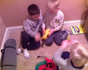 Aidan, Spencer and Jake in deep conversation.