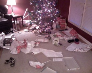 The aftermath of Christmas Morning