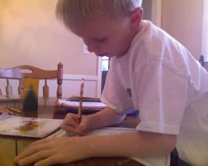 Spencer doing his homework