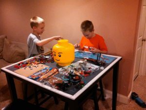 My boys working at their new Lego Table