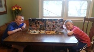 My boys with their Lego Advent Calendars